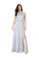 Discount Open Back Halter Neck Silky Satin Fog Long Evening Dress UK