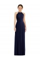 Discount Open Back Halter Neck Soft Chiffon Dark Navy Long Maxi Evening Dress UK