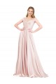 Discount Off the Shoulder Satin Pink Long Evening Dresses UK