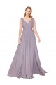 Discount V-Back V-Neck Soft Chiffon Dusty Rose Long Evening Dress UK