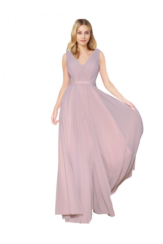Discount V-Back V-Neck Soft Chiffon Primrose Long Evening Dress UK