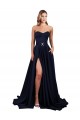 Discount Low Back Sweetheart Stretch Crepe Dark Navy Long Evening Dress UK