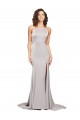 Discount Low Back High Neck Stretch Satin Sweep Train Evening Dresses UK