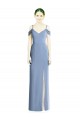 Discount Open Back Off the Shoulder Soft Chiffon Dusty Blue Long Evening Dress UK