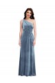 Discount Off the Shoulder Stretch Velvet Dusty Blue Long Maxi Wedding Party Dress UK