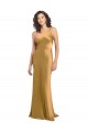 Discount One Shoulder Stretch Satin Gold Long Evening Dress UK