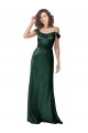 Discount V-Back Off the Shoulder Stretch Satin Hunter Long Evening Dress UK