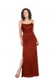 Discount Low Back Spaghetti Straps Silky Satin Red Long Evening Dress UK