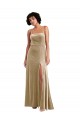 Discount Low Back Square Neck Stretch Velvet Champagne Long Maxi Evening Dress UK