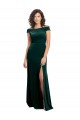 Discount Square Neck Stretch Velvet Dark Green Cap Sleeves Long Evening Dress UK
