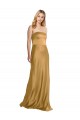 Discount Strapless Stretch Satin Gold Long Wedding Party Dress UK