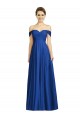 Discount Off the Shoulder Soft Chiffon Royal Blue Long Maxi Evening Dress UK