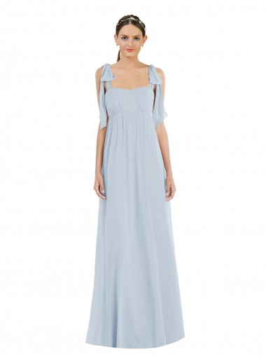 Discount Low Back Spaghetti Straps Soft Chiffon Sea Glass Long Maxi Evening Dress UK