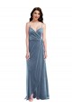 Discount Low Back Sweetheart Stretch Velvet Dusty Blue Long Maxi Evening Dress UK