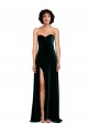 Discount Low Back Sweetheart Stretch Velvet Dark Green Sweep Train Semi Formal Evening Dress UK