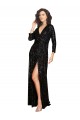 Discount V-Neck Sequin Black Long Evening Dress UK