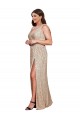 Discount V-Neck Sequin Gold Long Sexy Plus Size Evening Dress UK