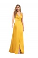 Discount Open Back V-Neck Silky Satin Long Evening Dress UK