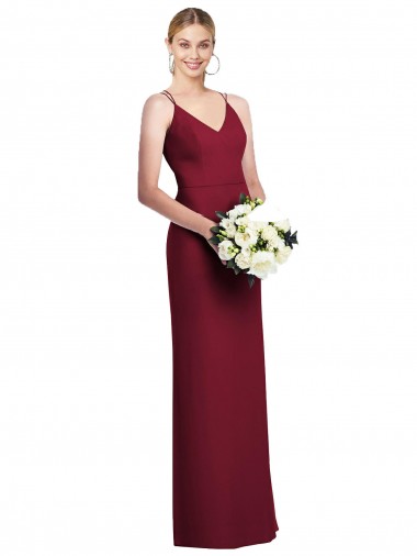 Discount V-Neck Soft Chiffon Burgundy Long Maxi Evening Dress UK