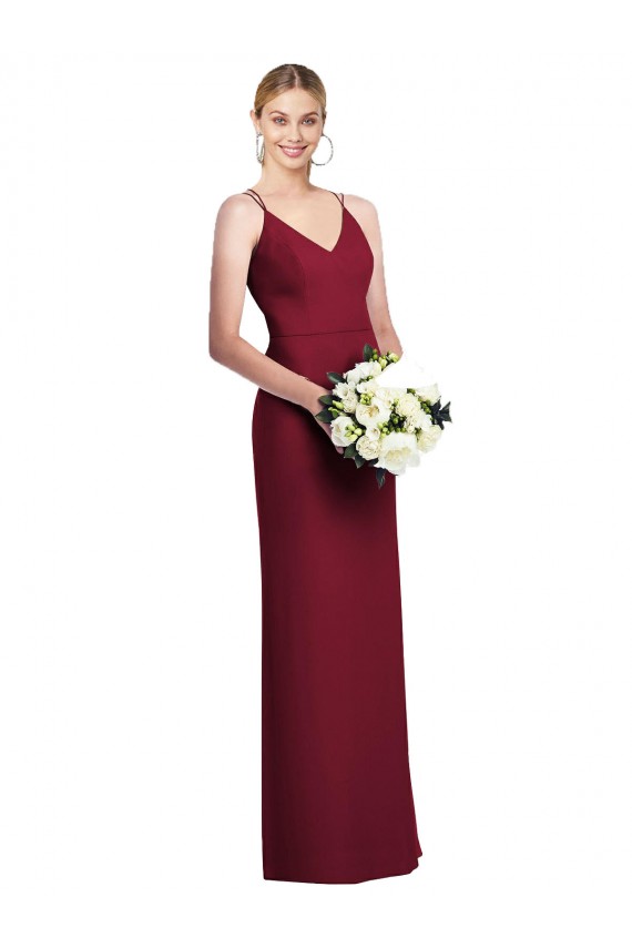 Discount V-Neck Soft Chiffon Burgundy Long Maxi Evening Dress UK