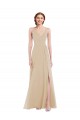 Discount Open Back V-Neck Soft Chiffon Champagne Long Maxi Evening Dress UK