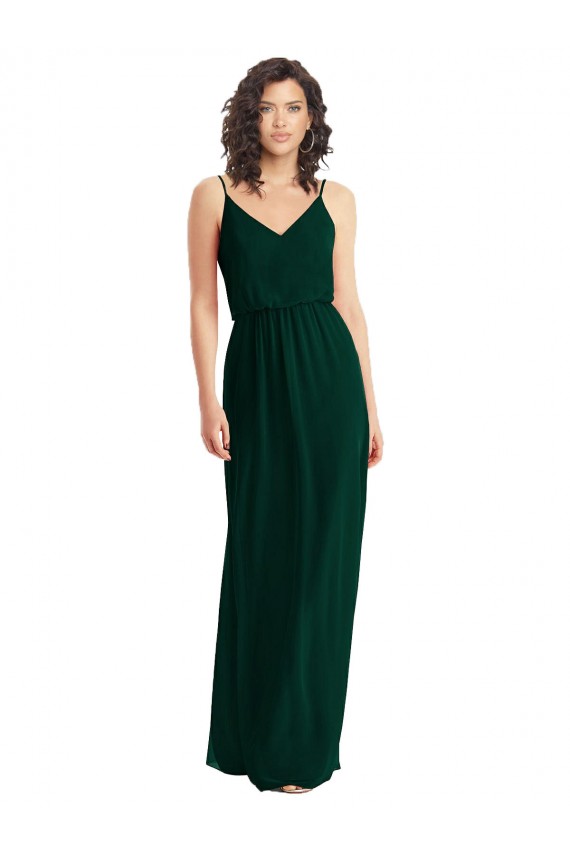 Discount Low Back V-Neck Soft Chiffon Ever Green Long Maxi Evening Dress UK