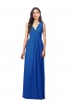 Discount V-Back V-Neck Soft Chiffon Royal Blue Long Maxi Evening Dress UK