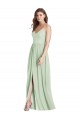 Discount Open Back Spaghetti Straps Soft Chiffon Sage Long Maxi Evening Dress UK