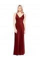 Discount V-Back Spaghetti Straps Stretch Satin Burgundy Long Evening Dress UK