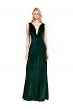 Discount V-Back V-Neck Stretch Velvet Dark Green Long Wedding Party Dress UK