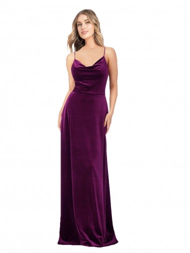 Discount Open Back Scoop Neck Stretch Velvet Grape Long Evening Dress UK