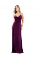 Discount Open Back Scoop Neck Stretch Velvet Grape Long Evening Dress UK