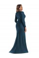 Discount V-Neck Silky Satin Atlantic Blue Long Plus Size Evening Dress UK