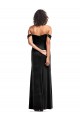 Discount Off the Shoulder Stretch Velvet Black Sleeveless Long Evening Dress UK