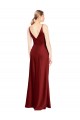 Discount V-Back Spaghetti Straps Stretch Satin Burgundy Long Evening Dress UK