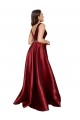 Discount V-Back V-Neck Satin Burgundy Long Plus Size Evening Dress UK