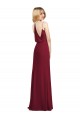 Discount V-Neck Soft Chiffon Burgundy Long Maxi Evening Dress UK