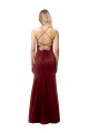 Discount Open Back Halter Neck Stretch Crepe Burgundy Gold Long Wedding Party Dress UK