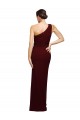 Discount One Shoulder Stretch Crepe Burgundy Gold Sleeveless Long Evening Dress UK