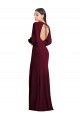 Discount Open Back Bateau Neck Stretch Crepe Burgundy Gold Long Evening Dress UK