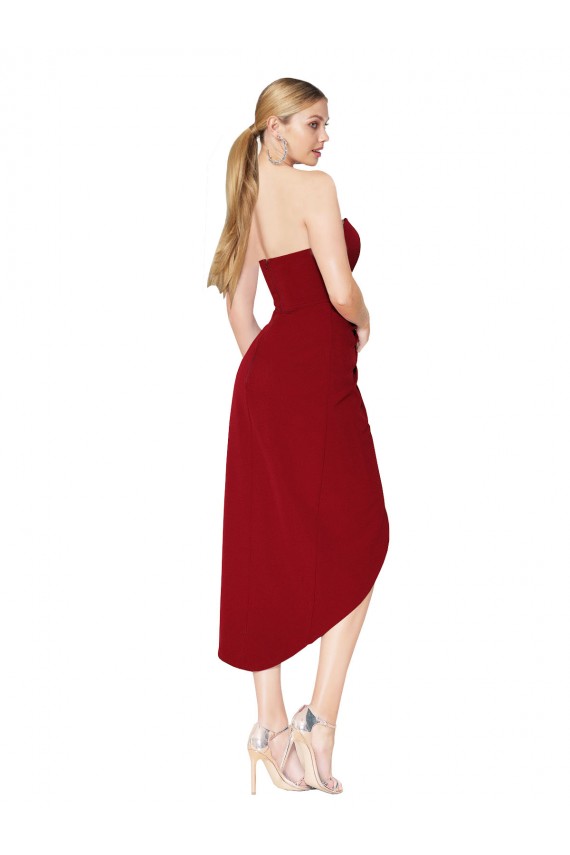 Discount Sweetheart Stretch Crepe Burgundy Knee Length Sexy Evening Dress UK
