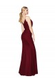 Discount V-Back V-Neck Soft Chiffon Burgundy Long Sexy Evening Dress UK