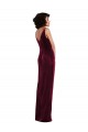 Discount V-Neck Stretch Velvet Burgundy Long Maxi Evening Dress UK