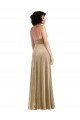 Discount Low Back Square Neck Stretch Velvet Champagne Long Maxi Evening Dress UK