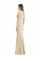 Discount Open Back Bateau Neck Stretch Crepe Champagne Long Semi Formal Evening Dress UK