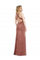 Discount Open Back V-Neck Stretch Velvet Cinnamon Rose Long Maxi Evening Dress UK