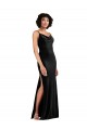 Discount Low Back Cowl Neck Stretch Velvet Black Long Evening Dress UK