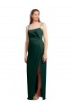 Discount Low Back Spaghetti Straps Stretch Satin Hunter Long Evening Dress UK