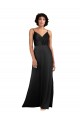 Discount V-Neck Silky Satin Black Long Evening Dress UK