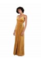 Discount V-Back V-Neck Stretch Velvet Gold Long Evening Dress UK
